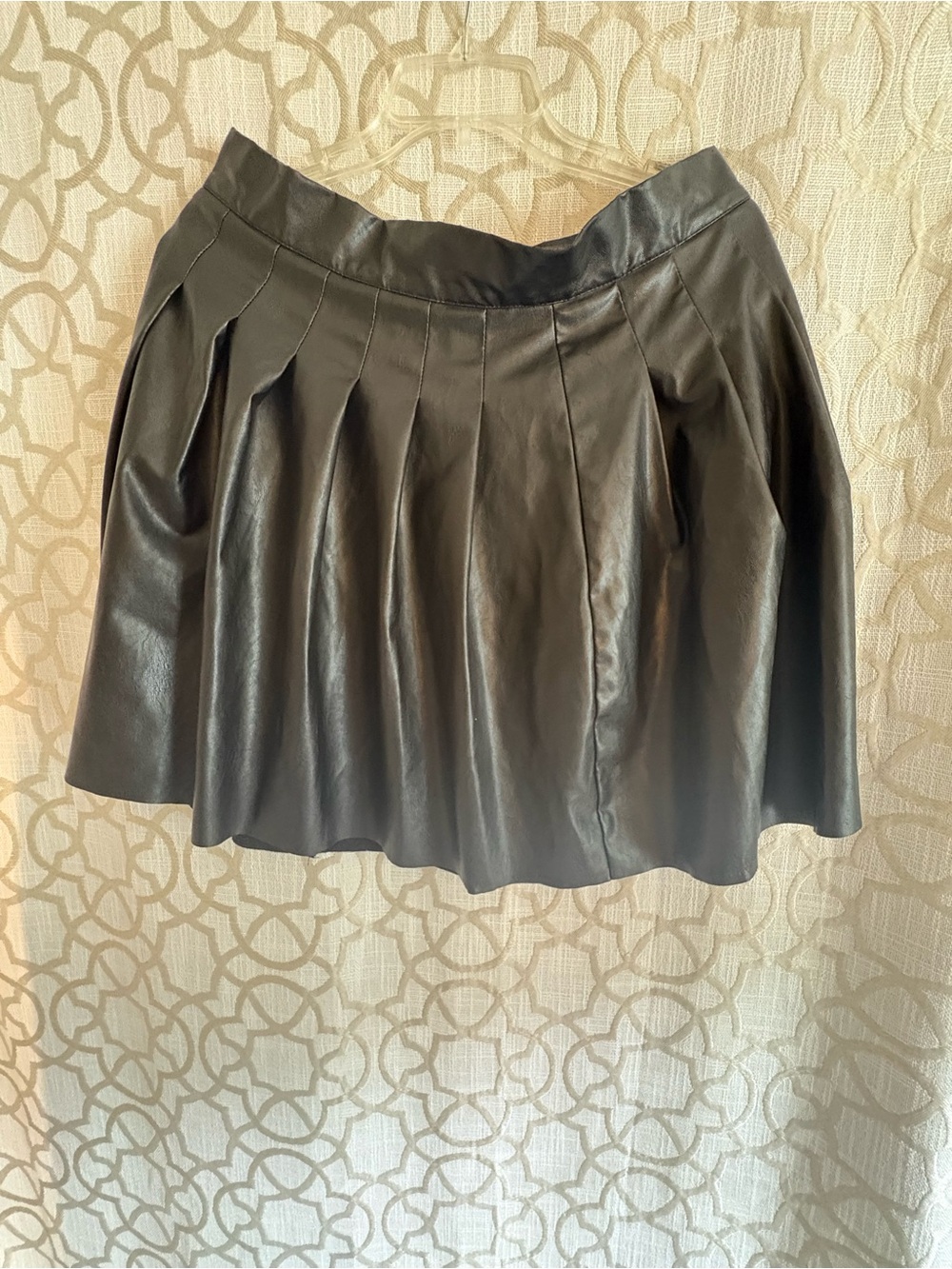 SHEIN Black Faux Leather Circle Skirt